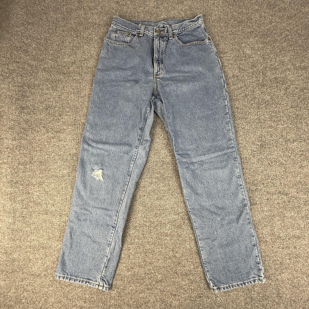 L.L.Bean Double L Jeans Womens Small Blue‎ High Rise Straight Flannel Lined